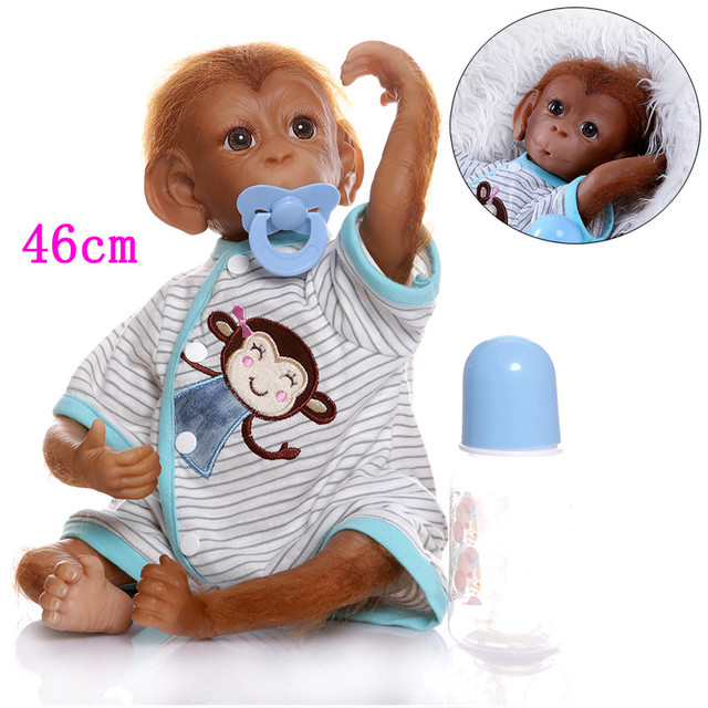 FBBD 46CM Reborn Monkey Baby Orangutans Lifelike Soft Touch Cuddly Soft  Body Doll Collectible Art Gifts